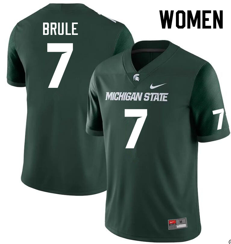 Women #7 Aaron Brule Michigan State Spartans College Football Jerseys Sale-Green